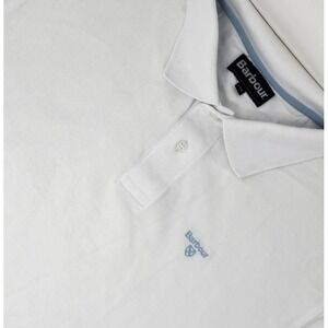Barbour Polo Shirt Mens Size 2XL XXL White Short Sleeve Casual Stretch‎ EUC